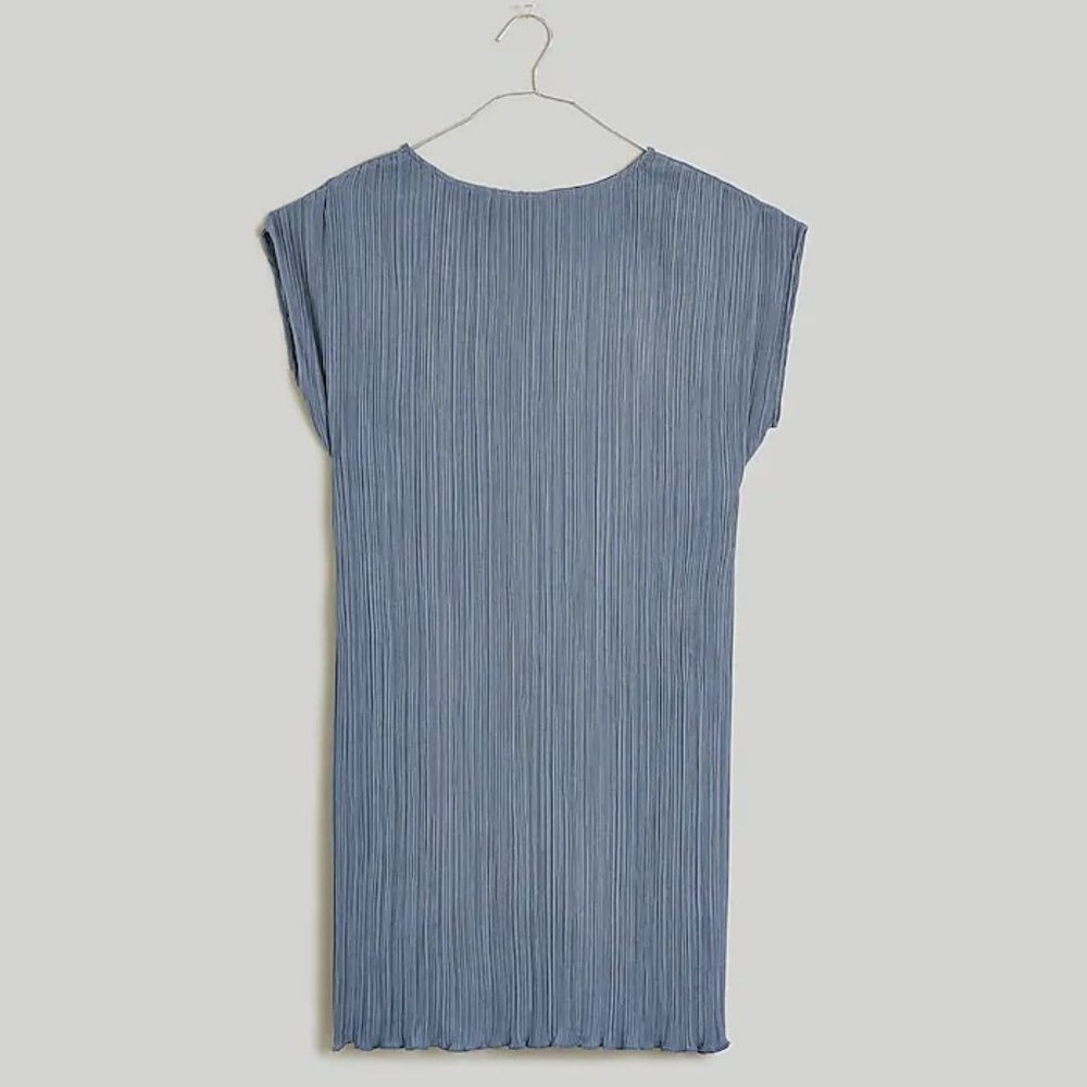 Madewell NWT Plissé Mini Tee Dress, Teapot Blue, Size 0